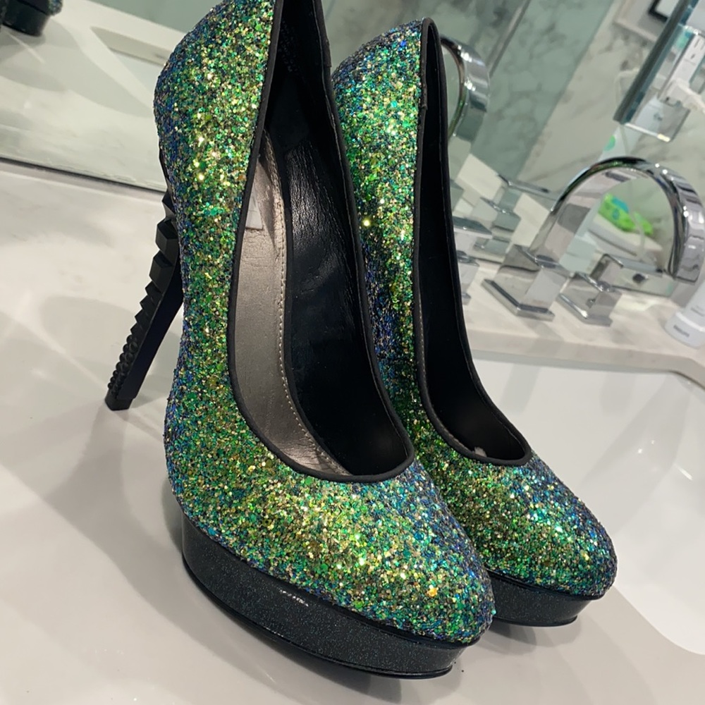 Rachel Roy Size 8.5 NEW Green Glitter Platform